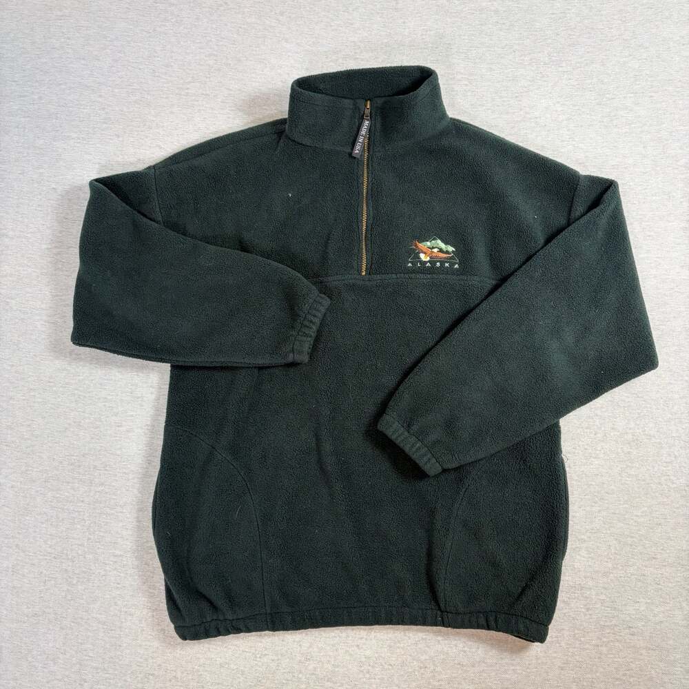 Vintage Polar Graphics Made in USA Alaska Embroidered Eagle Quarter Zip Fleece